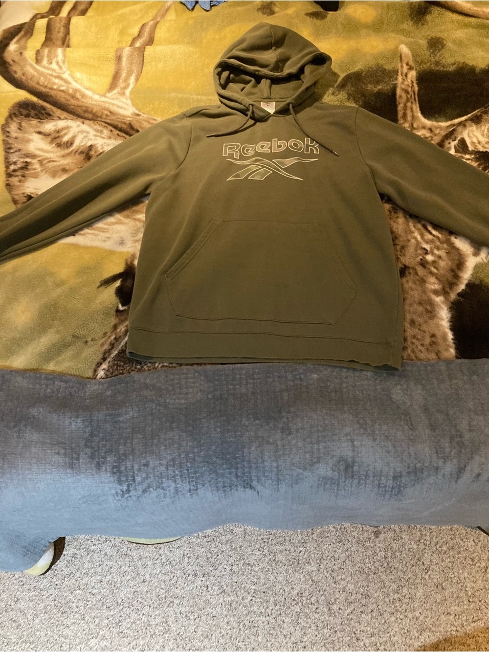 Reebok Men's Olive Green Crewneck Hoodie with Logo